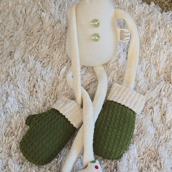 Snowman Plush Green Mittens decor home accessories accent apt unisex - Picture 7 of 13